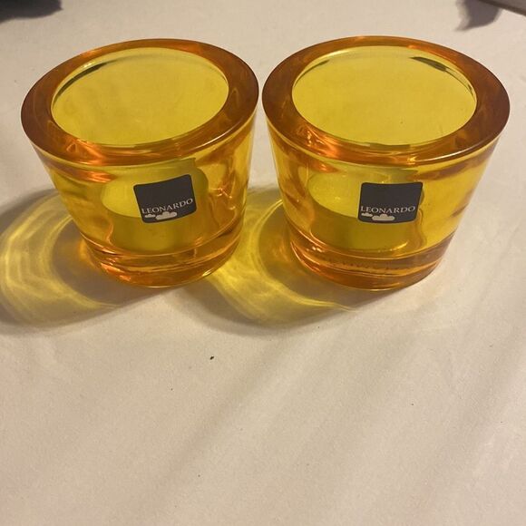 Vintage Leonardo Germany Set of 5 Votive Candles Yellow Red and Green - Picture 5 of 7